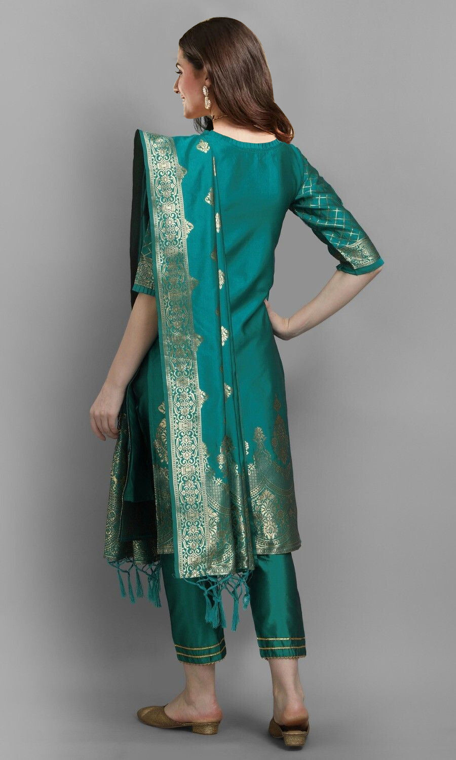 Women's Jacquard Silk Blend  Embroidery Salwar Suit