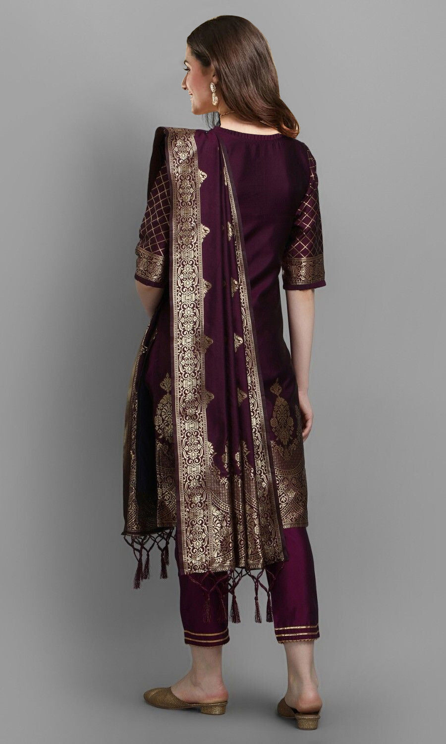 Women's Jacquard Silk Blend  Embroidery Salwar Suit