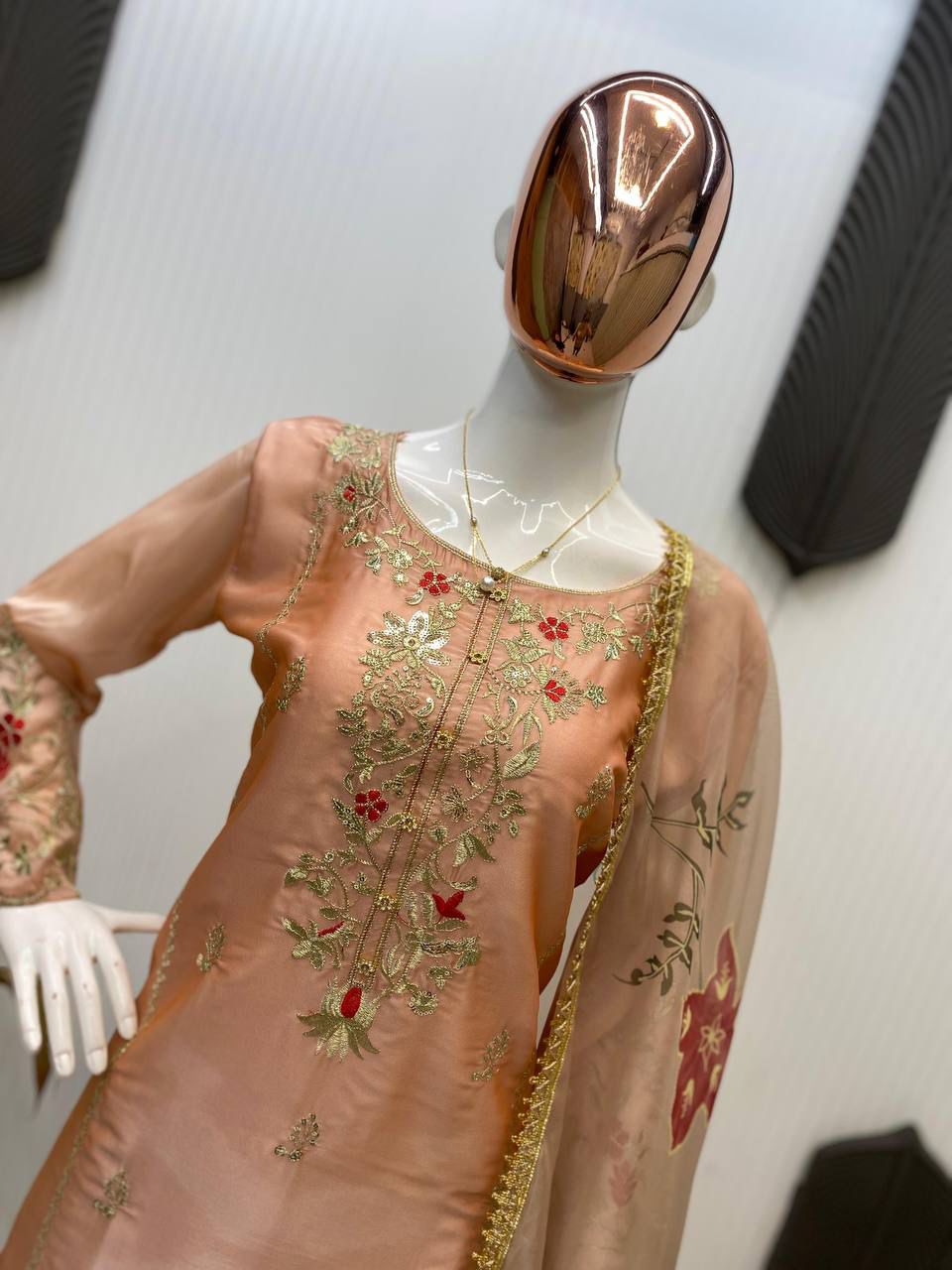 Designer Heavy Chinon Suit with Sequins Embroidery Work