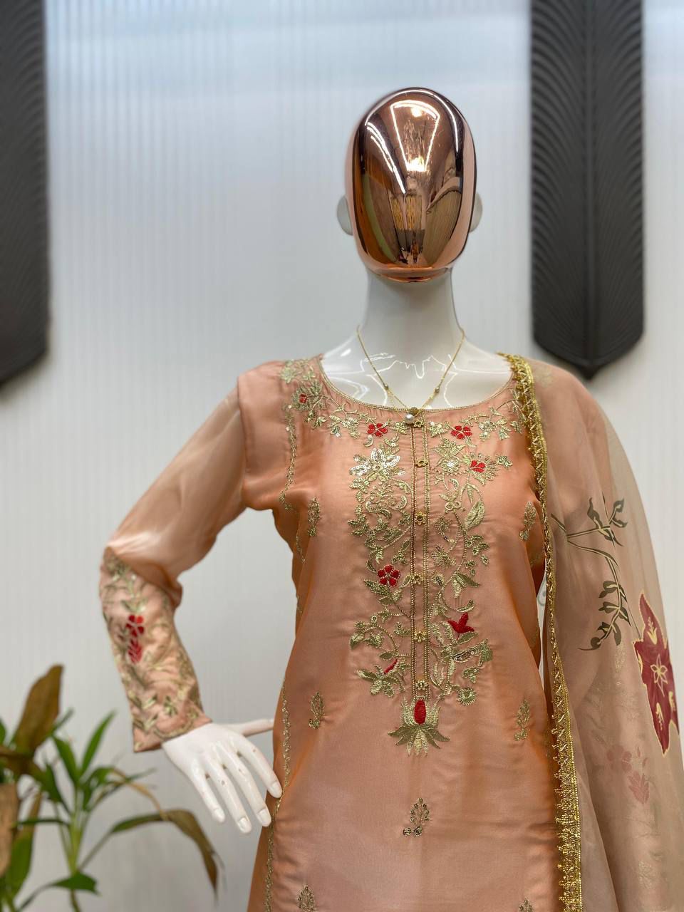 Designer Heavy Chinon Suit with Sequins Embroidery Work