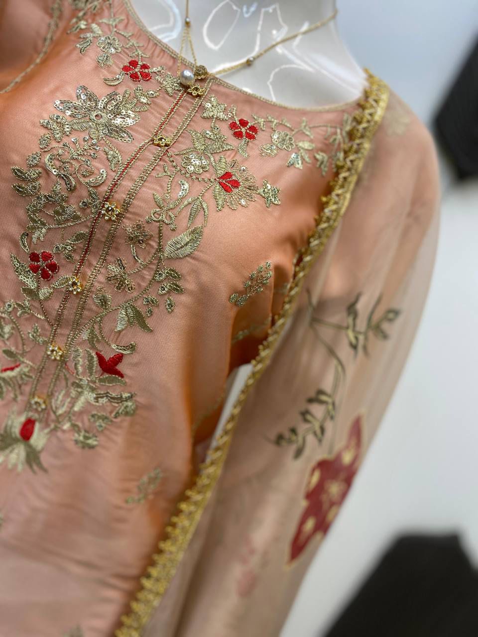 Designer Heavy Chinon Suit with Sequins Embroidery Work