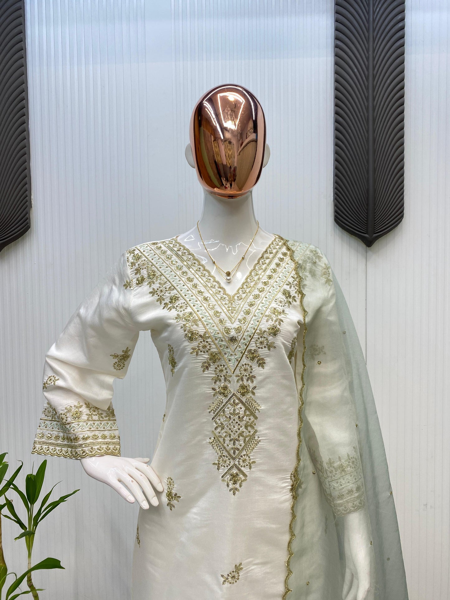 Embroidery And Sequence Work  Fancy Silk Salwar Suit