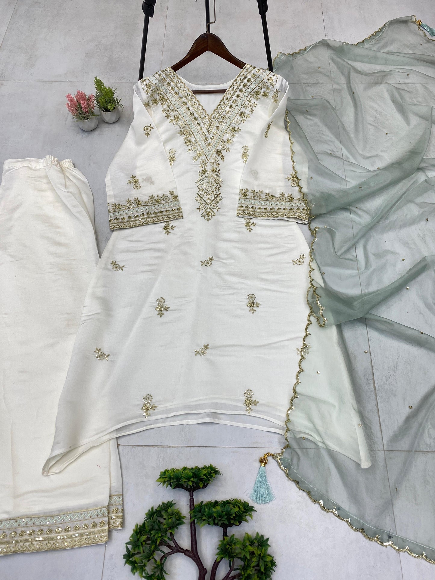 Embroidery And Sequence Work  Fancy Silk Salwar Suit