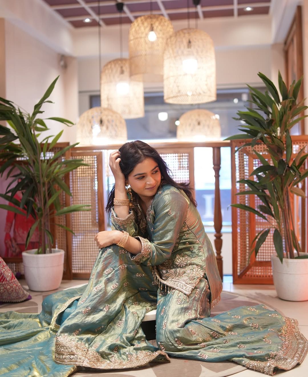 Pure Fendy Silk Sharara Suit with Heavy Embroidery