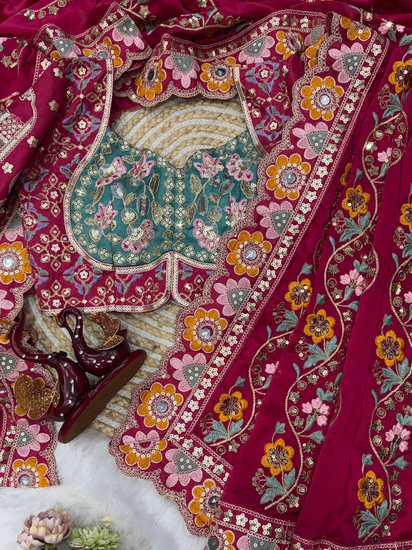 Pure georgette bandhni print & mothda lehriya saree