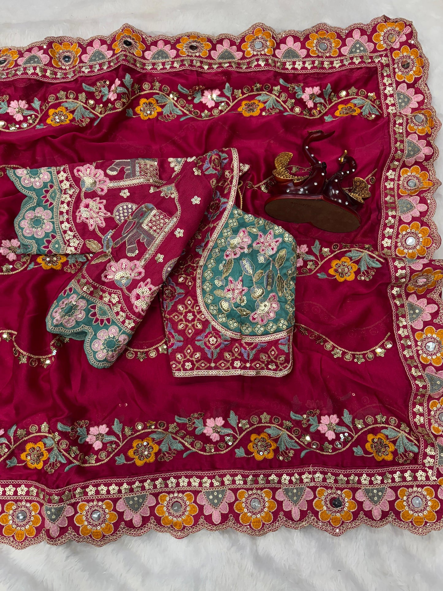 Pure georgette bandhni print & mothda lehriya saree