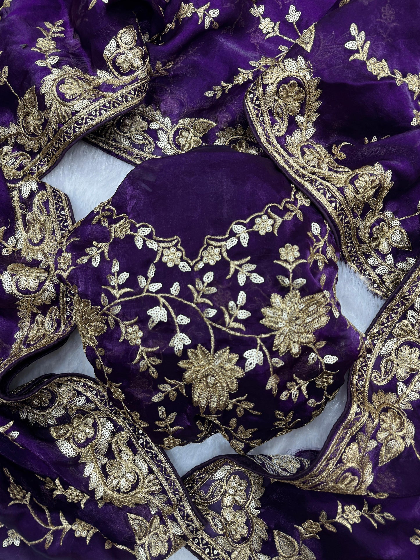Heavy Sequence Embroidery Work Space Silk Saree