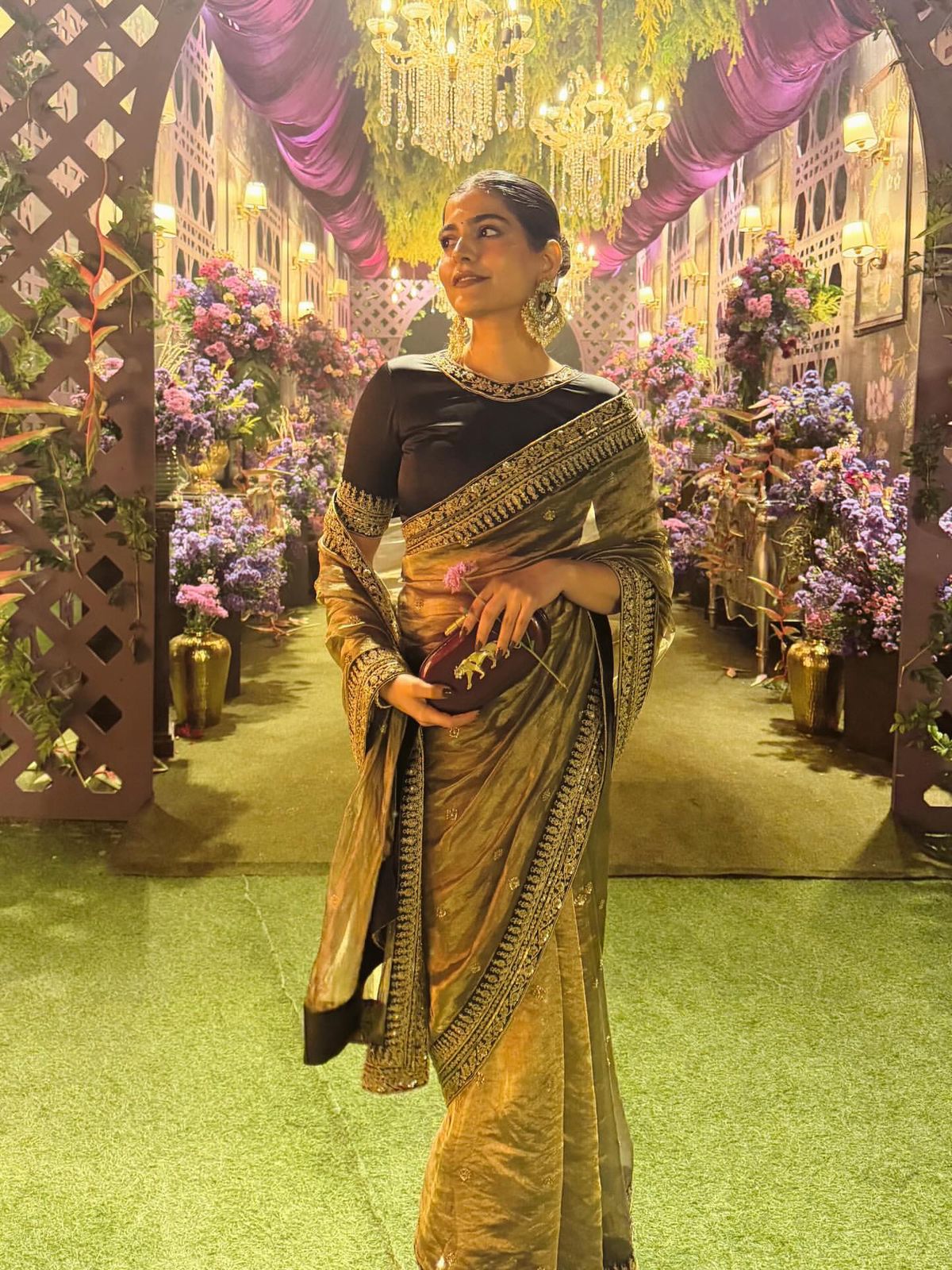 Beautiful Sequence Embroidery Work lace border Net Saree