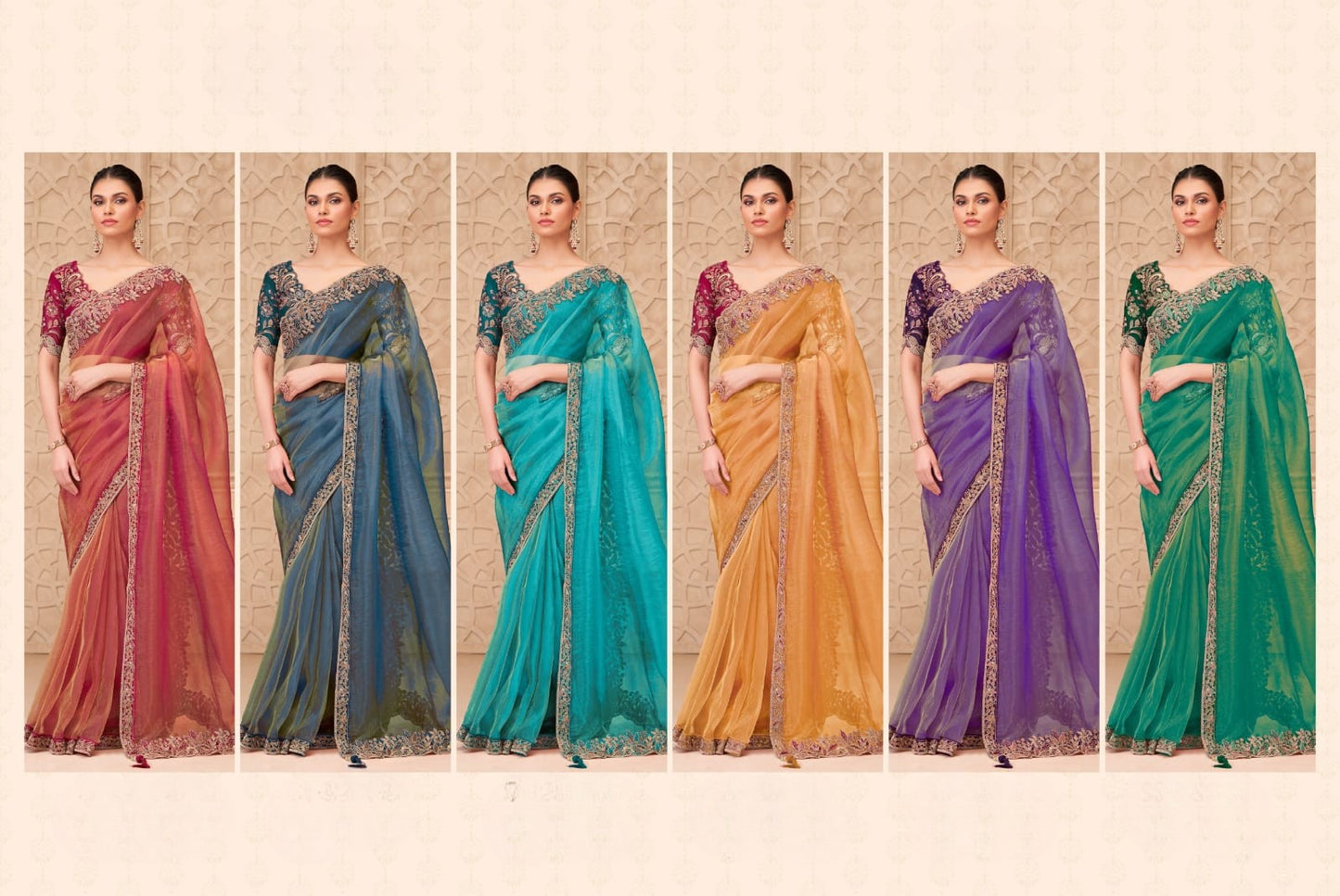 Gold Sparkle Georgette Silk Saree With Satin Silk Blouse