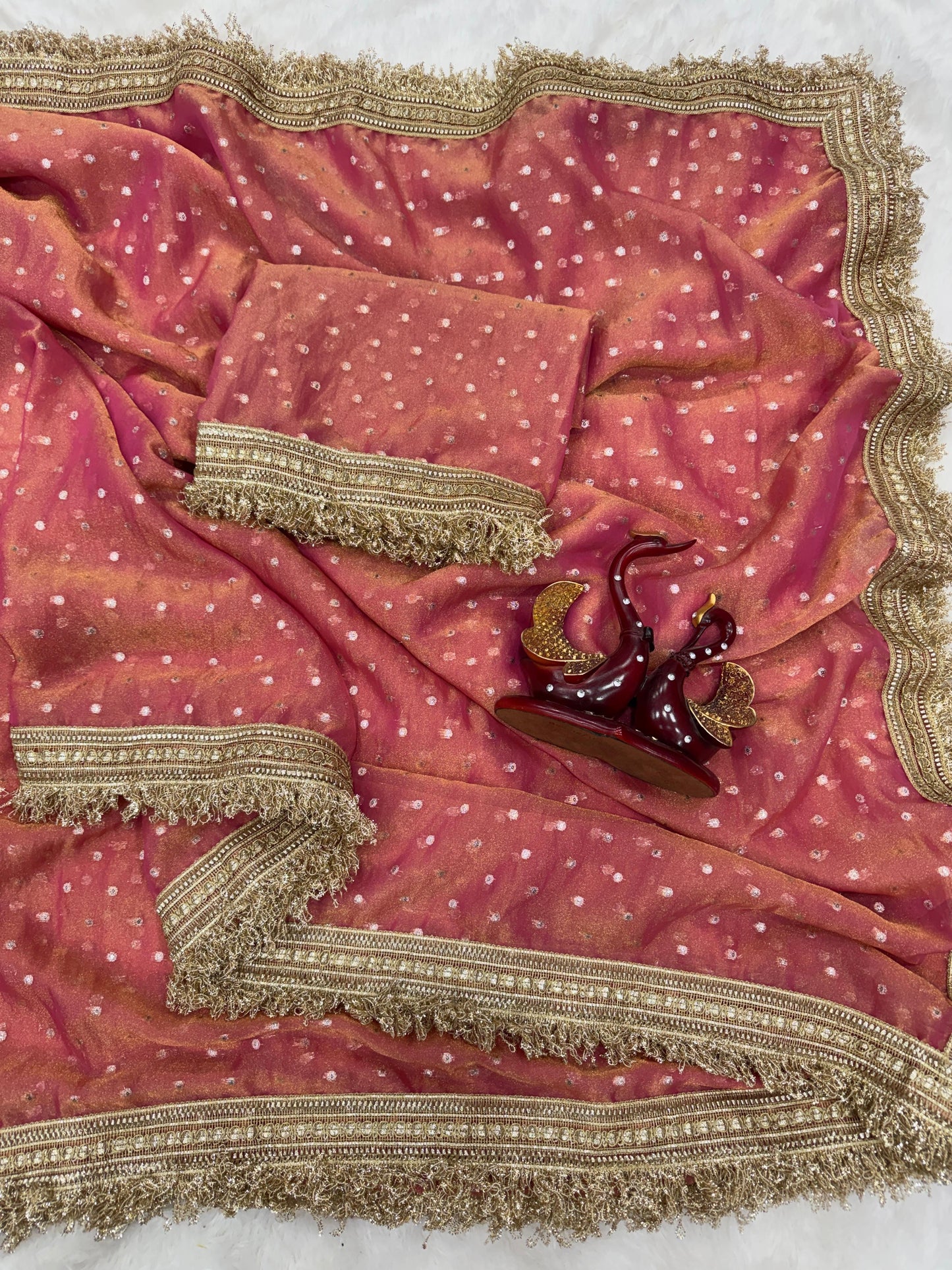 Moss Silk With Jacquard Butti Designer Saree
