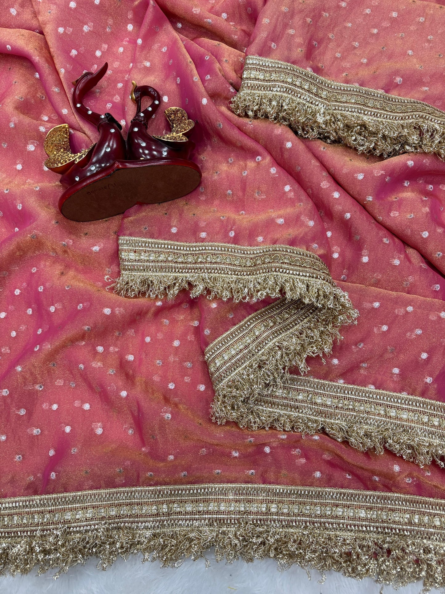 Moss Silk With Jacquard Butti Designer Saree