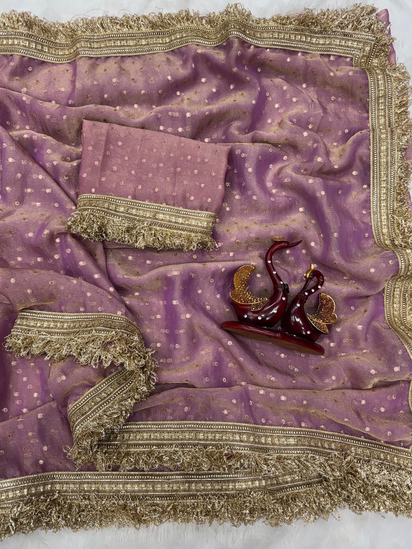 Moss Silk With Jacquard Butti Designer Saree