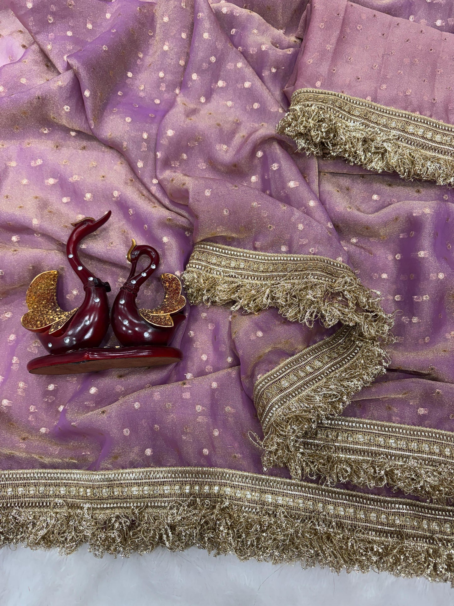 Moss Silk With Jacquard Butti Designer Saree