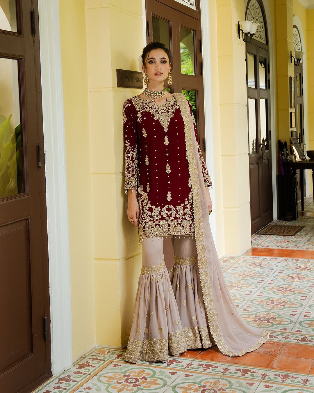 Heavy  Faux Georgette Embroidered Sequence Work Suit with Rivet Moti Work