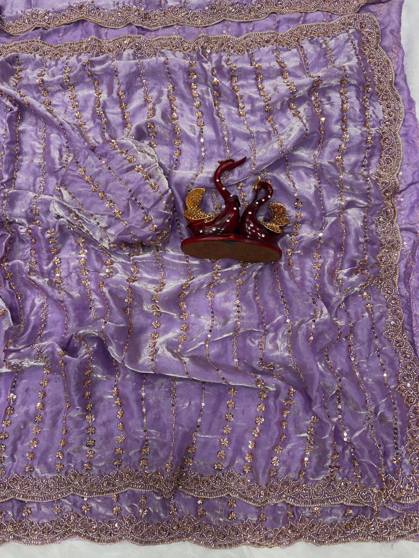 Soft Space Silk Saree with Beads and Sequins Embroidery
