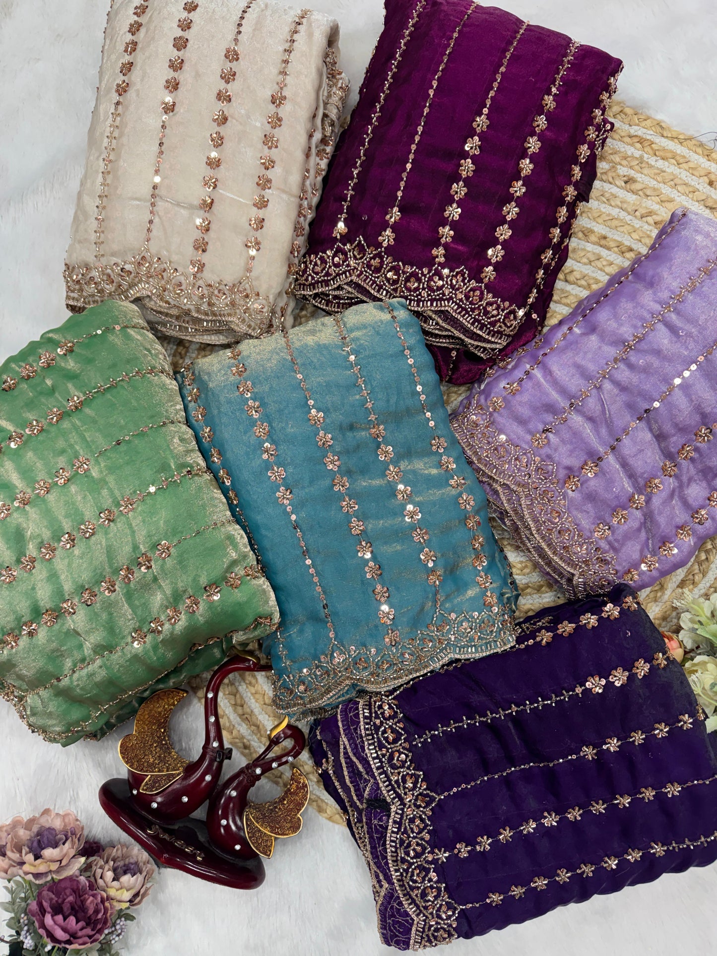 Soft Space Silk Saree with Beads and Sequins Embroidery