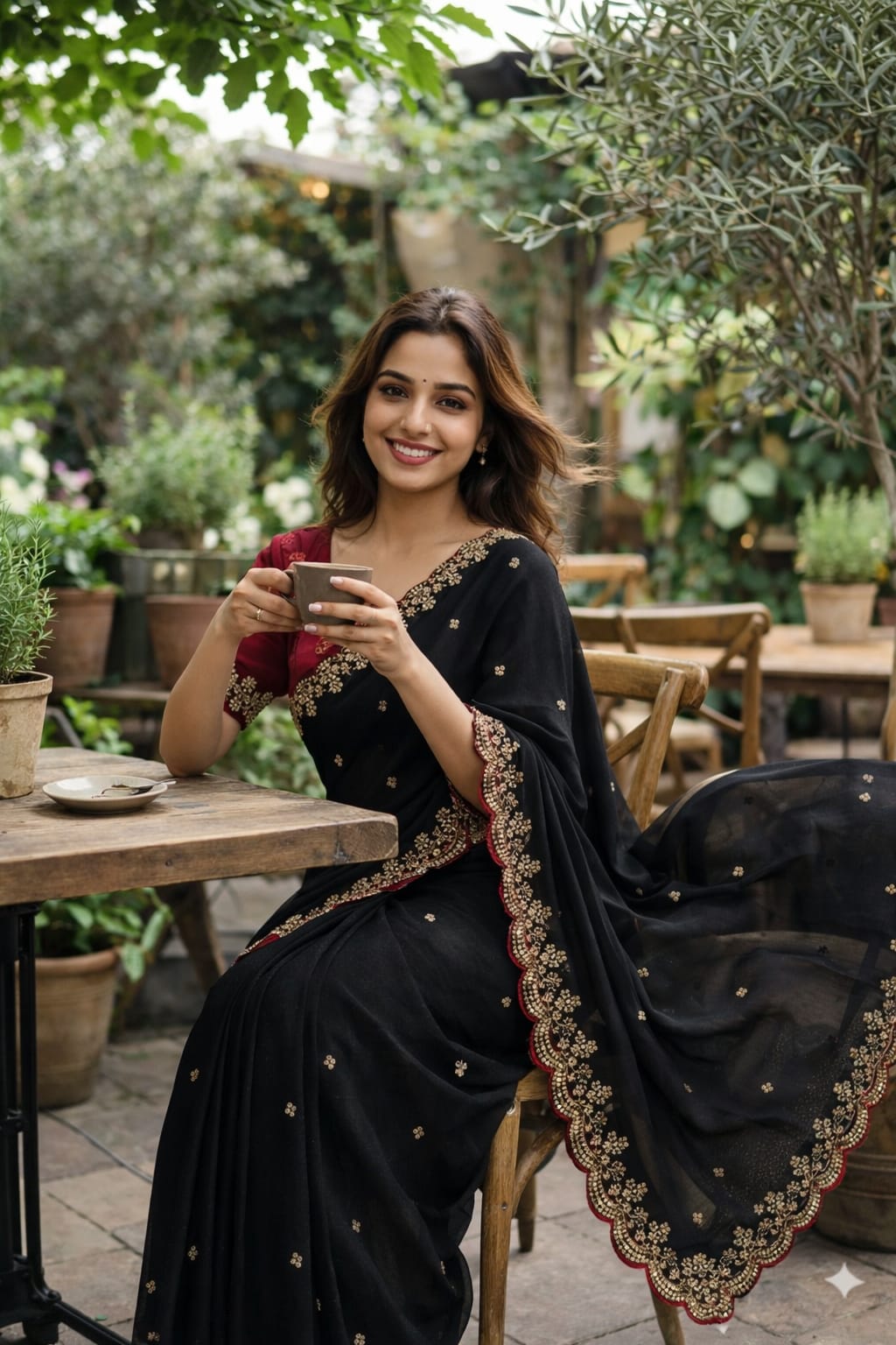 Star Georgette Saree With Embroidered Sequence Work