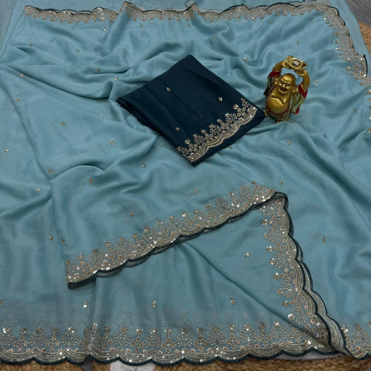 Star Georgette Saree With Embroidered Sequence Work