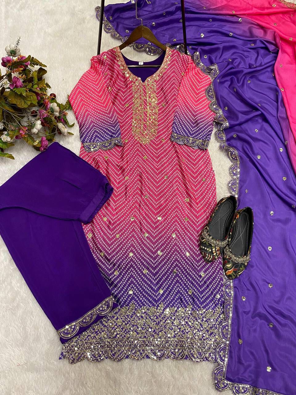 Designer  Kurti & Pant With Dupatta