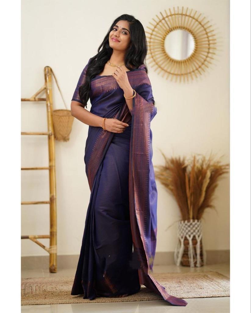 Party Wear Jacquard Soft Lichi Silk Saree With Beautiful Rich Pallu
