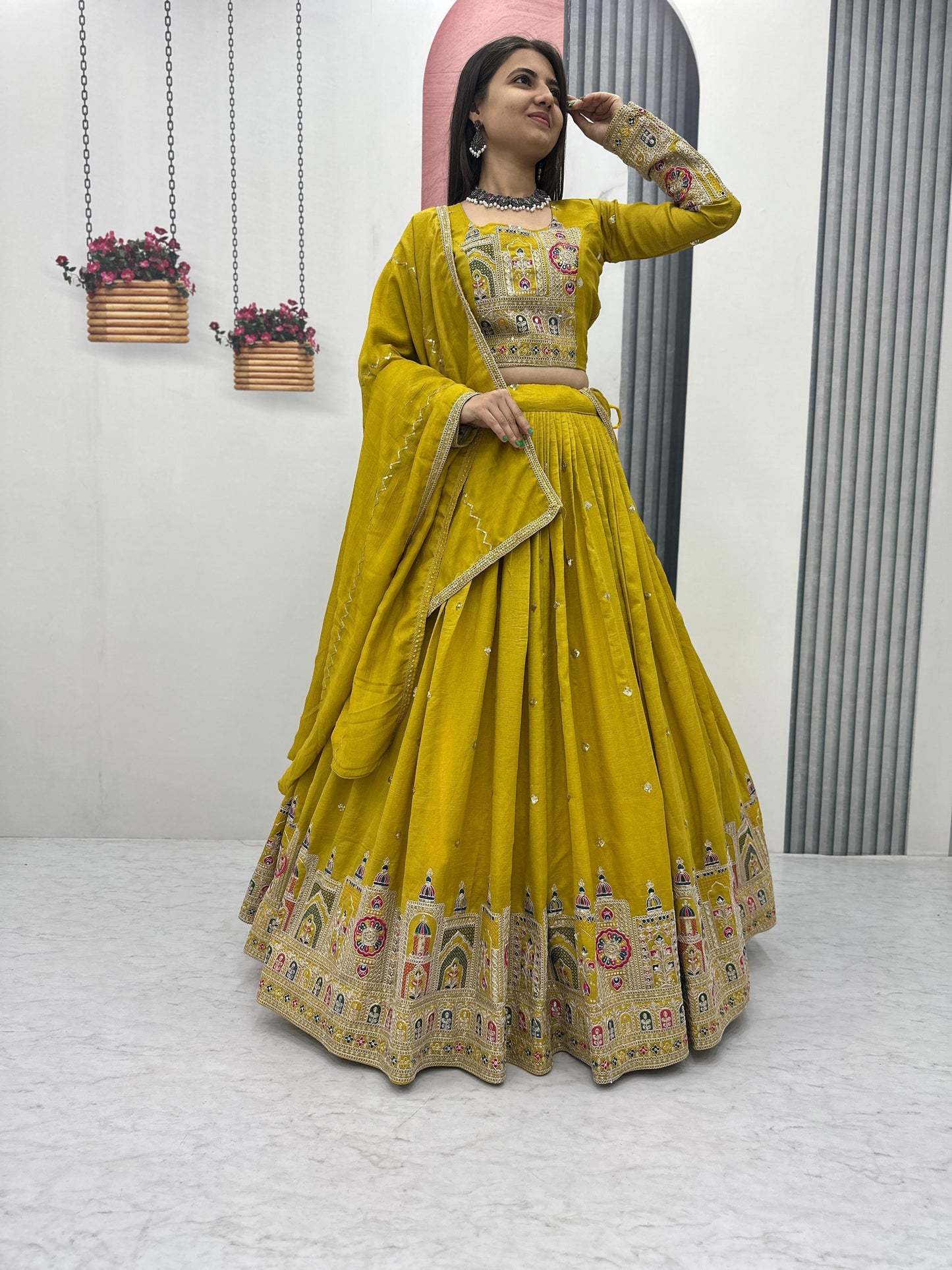 Designer Thread Embroidery Heavy Sequins Work Lehenga Choli With Dupatta