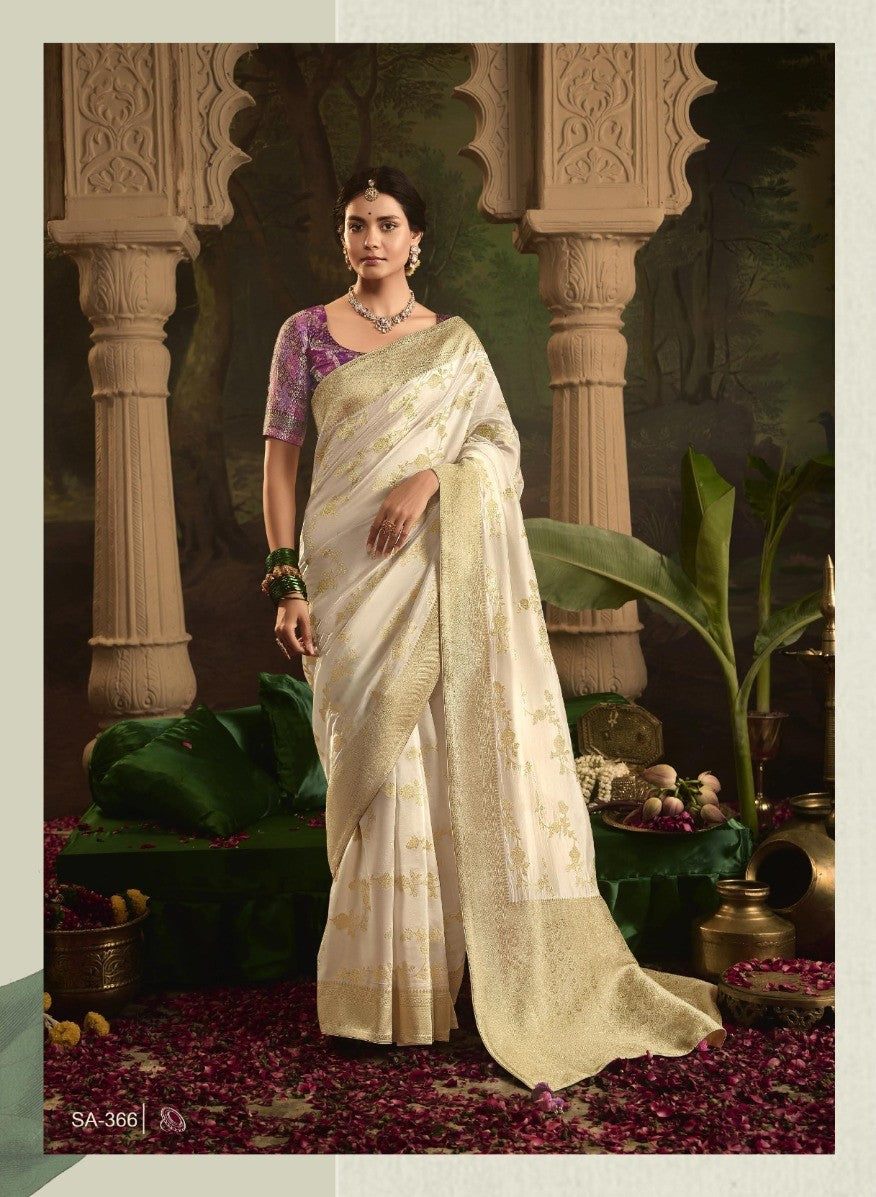 Pure Crepe Dola Silk with Zari Weaving & Unique Tassels Saree
