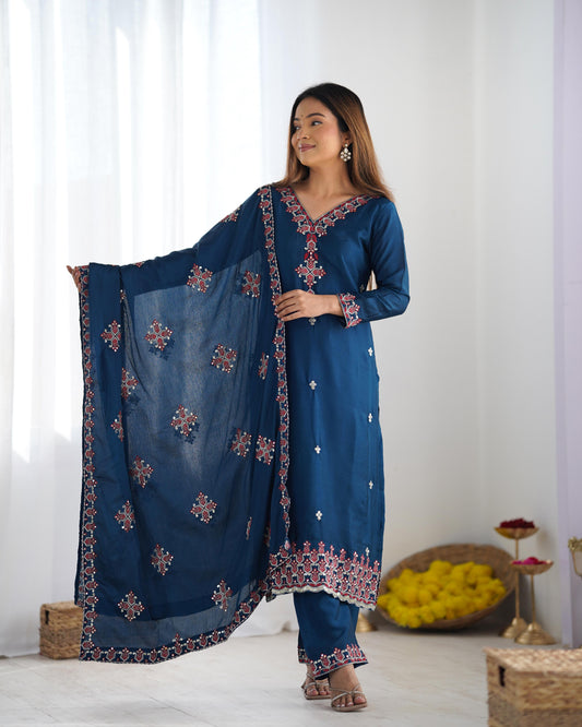 Women's Heavy Embroidery Top Bottom with Dupatta