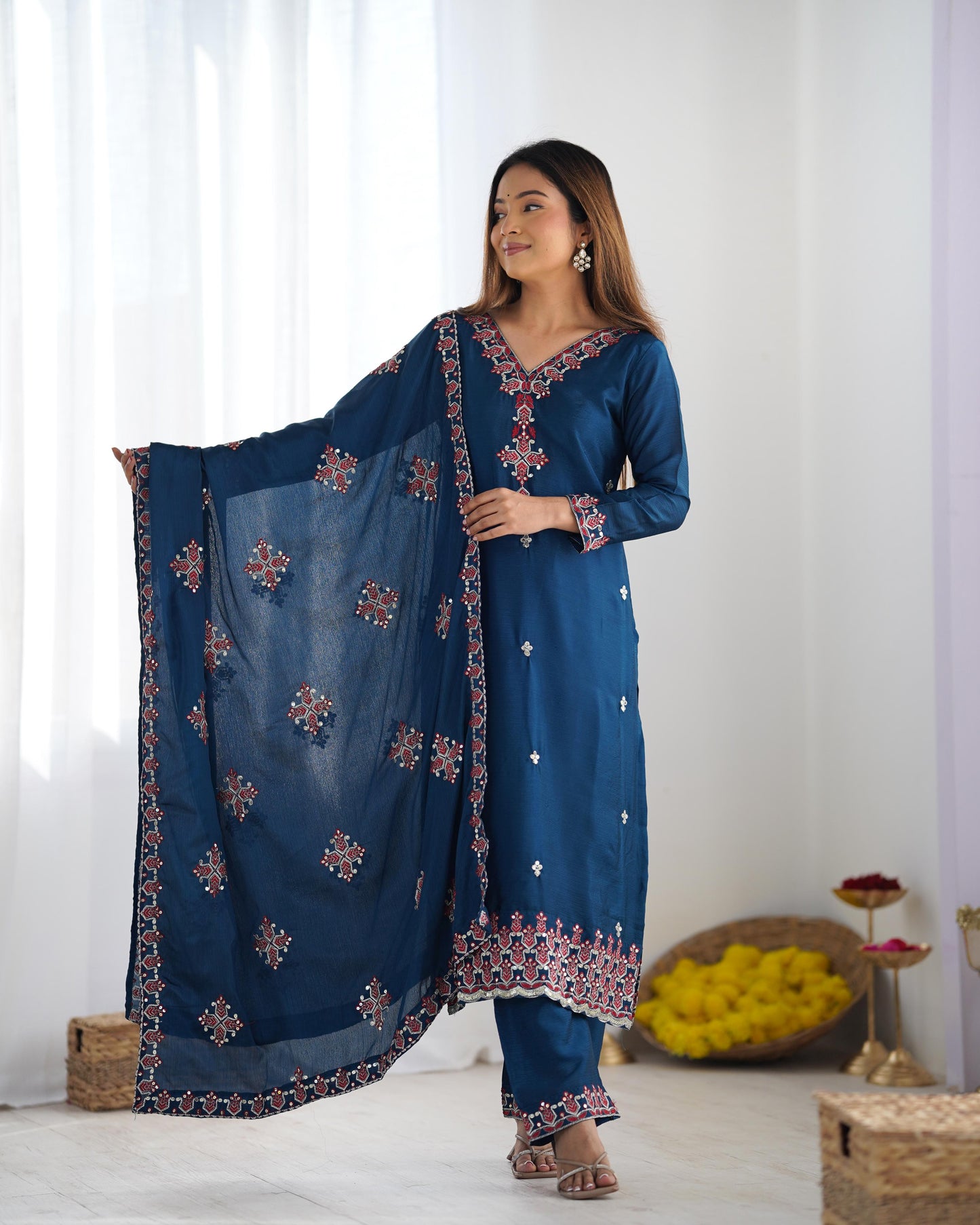 Women's Heavy Embroidery Top Bottom with Dupatta