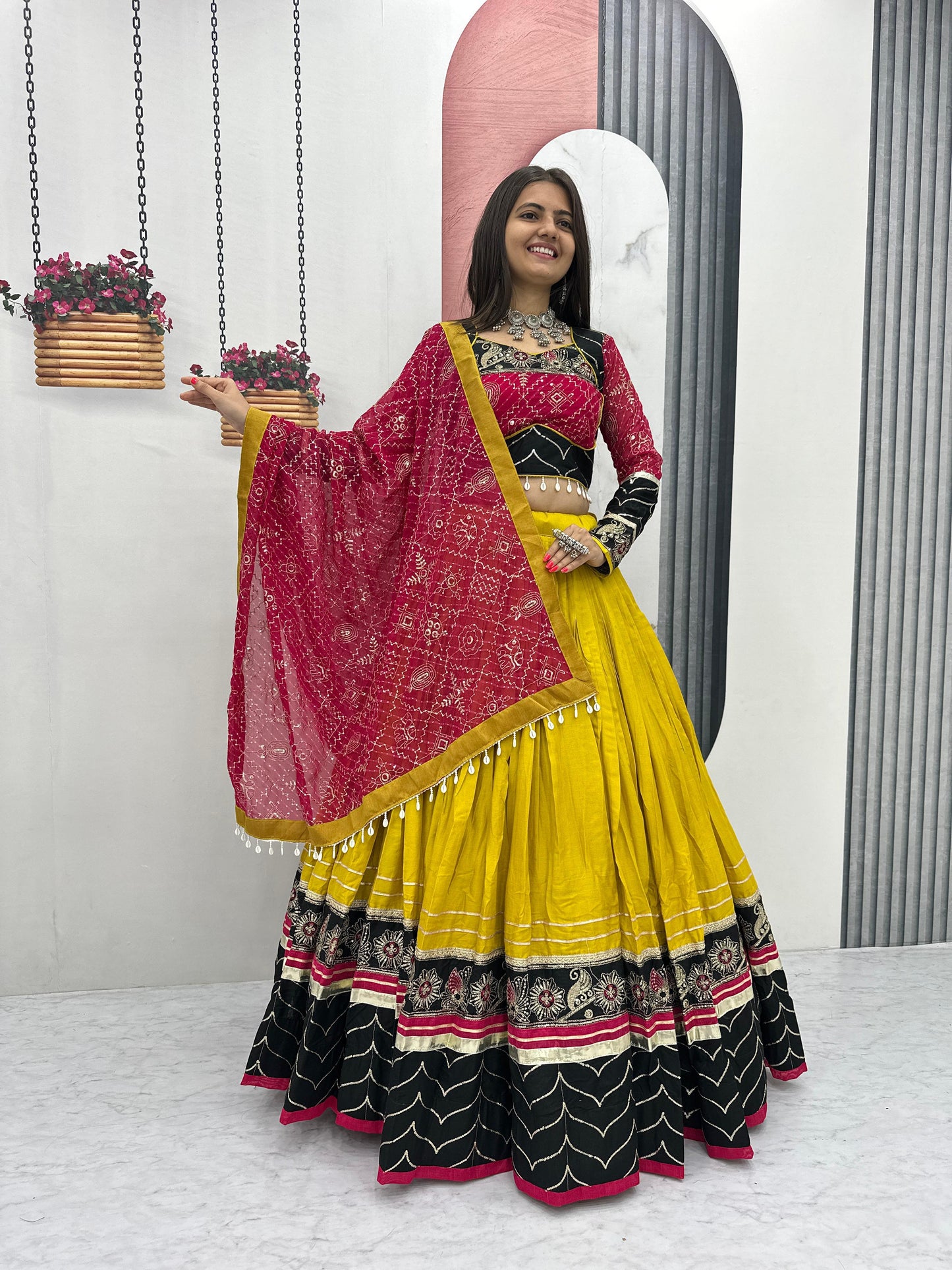 Riyon Cotton Lehenga Choli with Heavy Embroidery Thread And Sequence Work