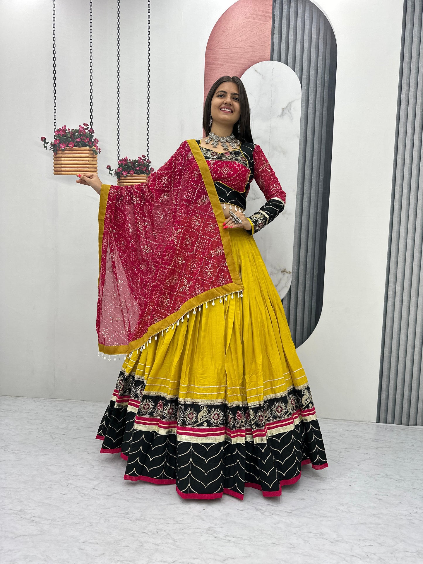 Riyon Cotton Lehenga Choli with Heavy Embroidery Thread And Sequence Work