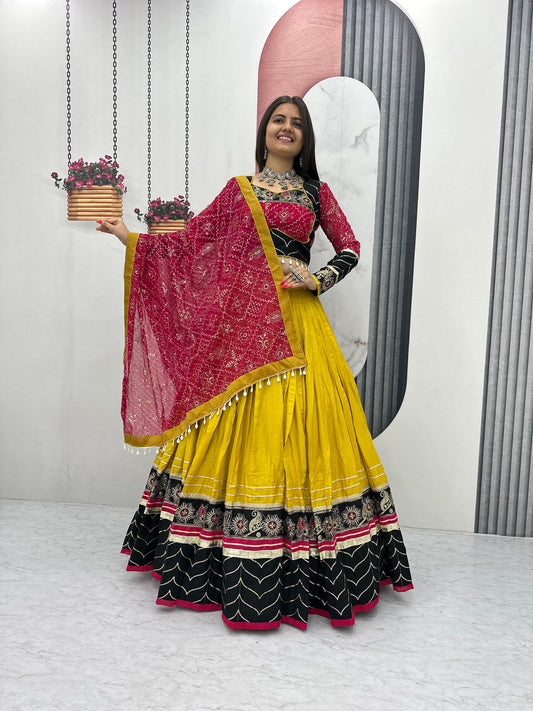 Riyon Cotton Lehenga Choli with Heavy Embroidery Thread And Sequence Work