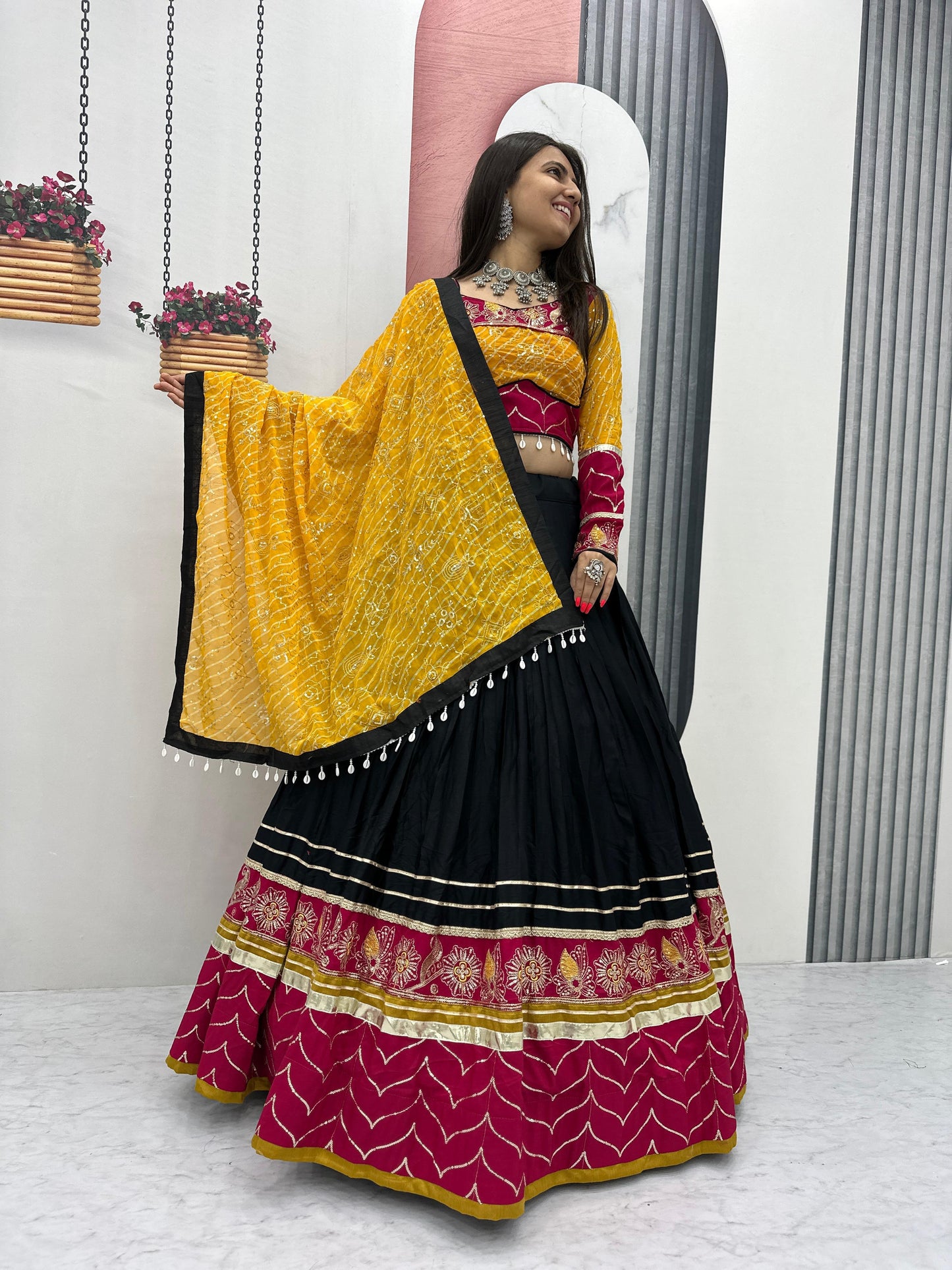 Riyon Cotton Lehenga Choli with Heavy Embroidery Thread And Sequence Work