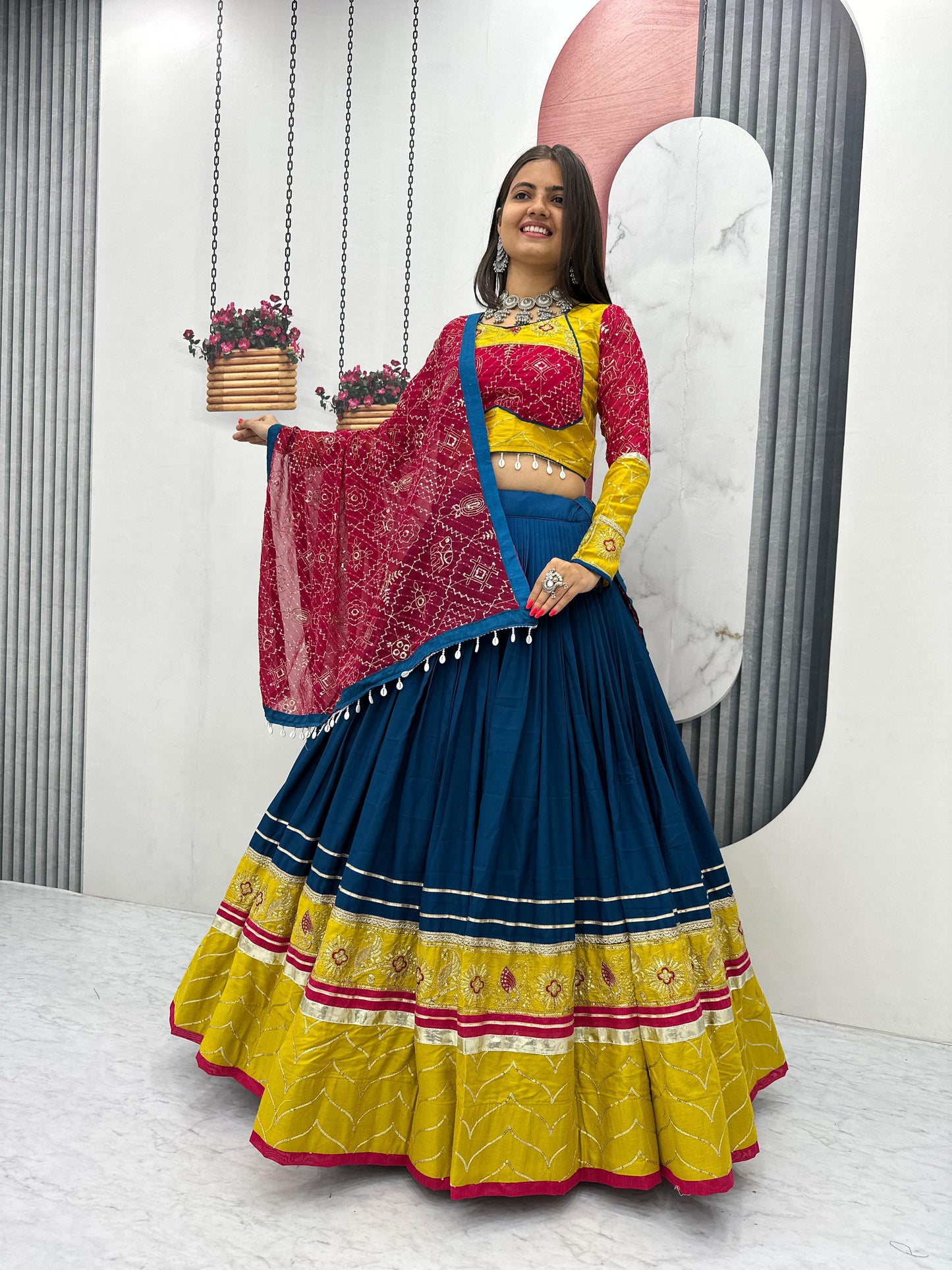 Riyon Cotton Lehenga Choli with Heavy Embroidery Thread And Sequence Work