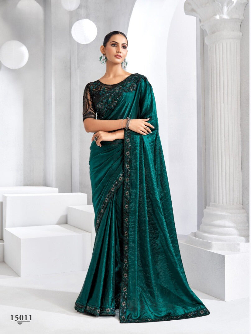 Heavy Embroidered Lace Border Saree with Sequins