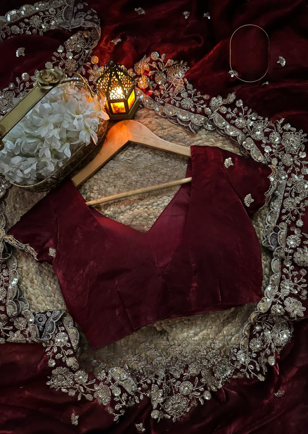 Pure Space Silk Saree in Velvet Shine Adorned with Exquisite Handwork Detailing