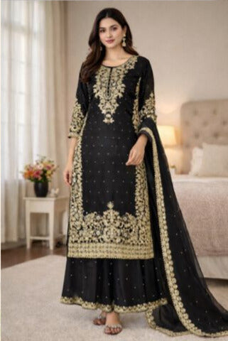 Pure GMY SILK With Heavy Embroidery Coding Sequence Work Readymade Suit