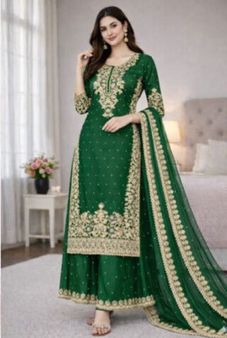 Pure GMY SILK With Heavy Embroidery Coding Sequence Work Readymade Suit