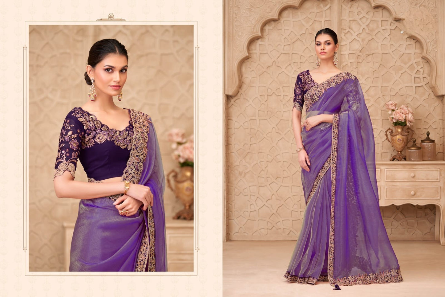 Gold Sparkle Georgette Silk Saree With Satin Silk Blouse