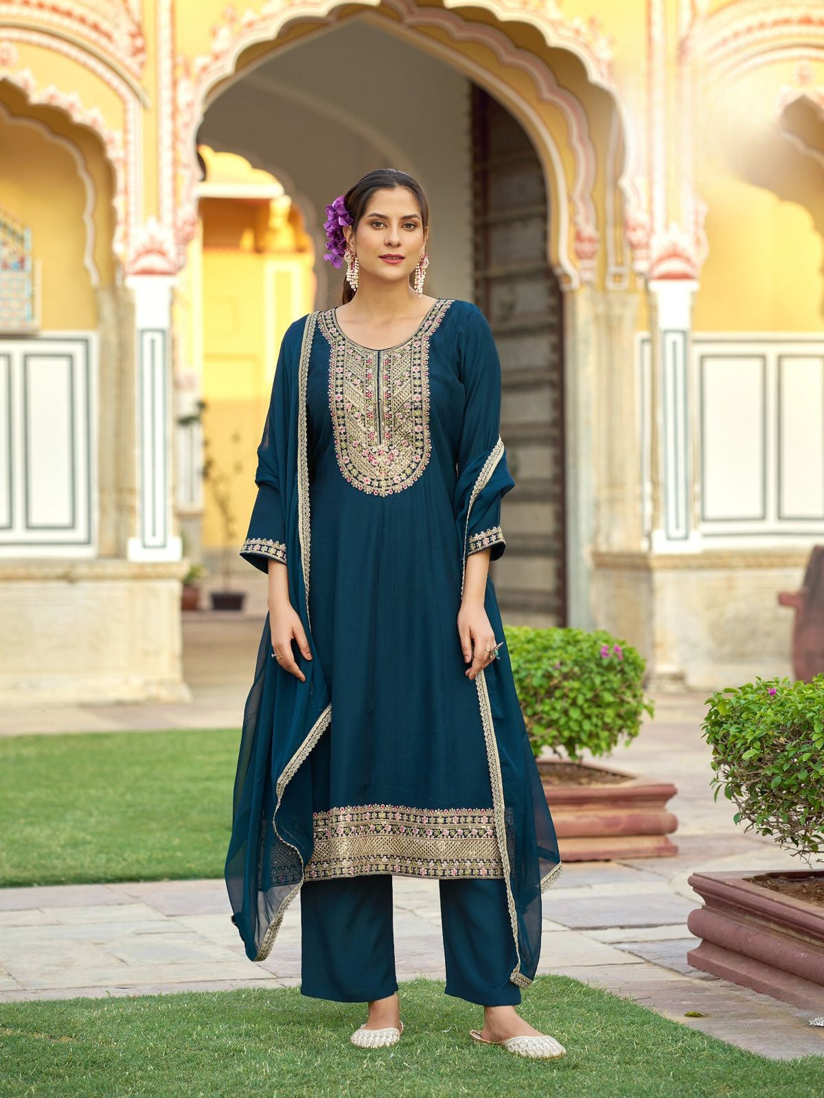 Sequins,Zari Embroidered  Anarkali Suit