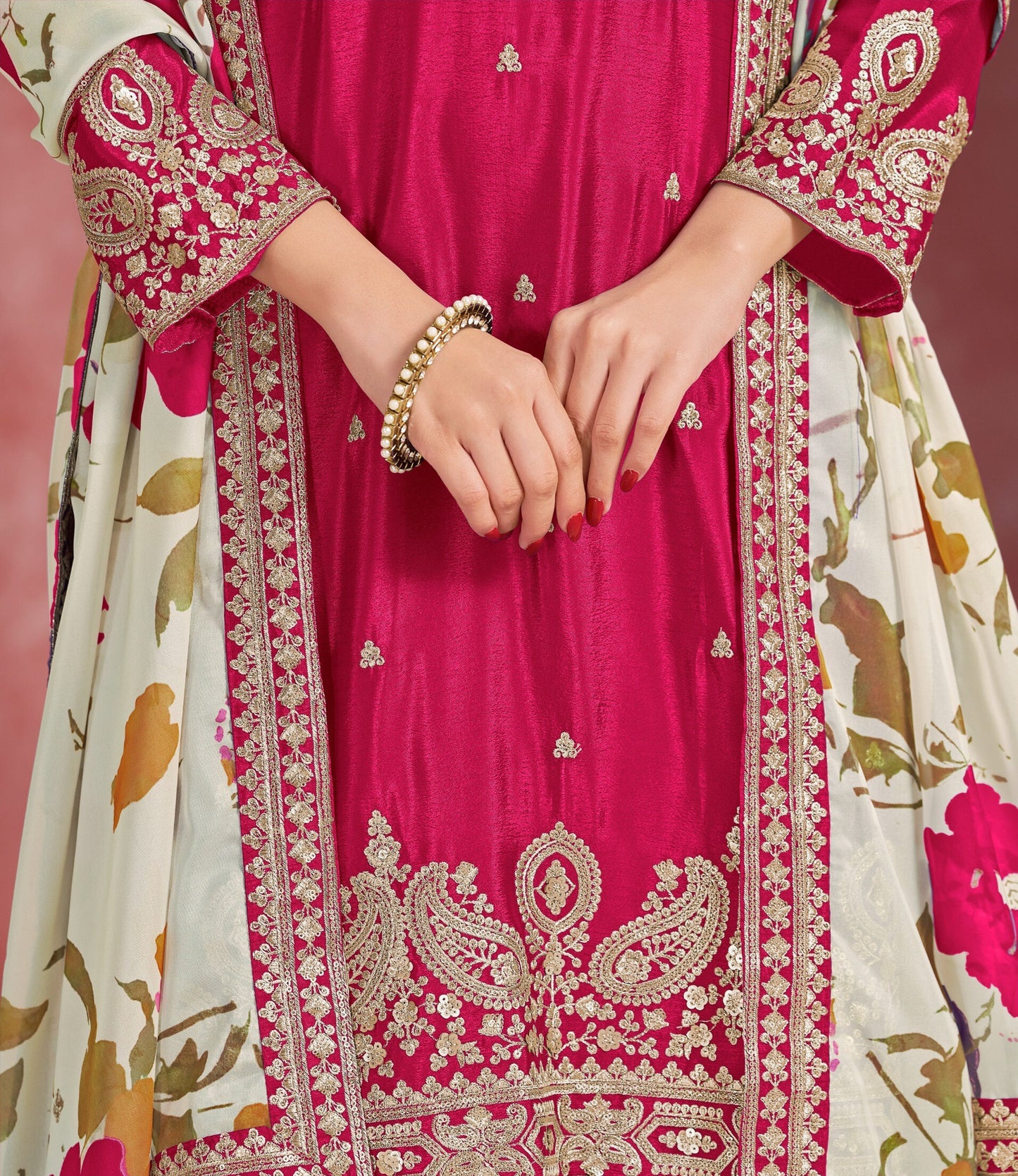 Chinon Silk Embroidered Palazzo Suit