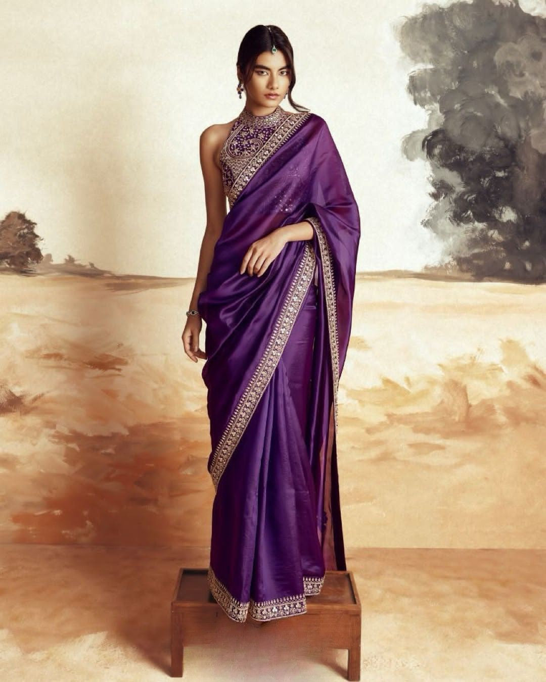 Shimmering Soft Jimi Chu Saree with Sequins Dori & Fancy Latkan