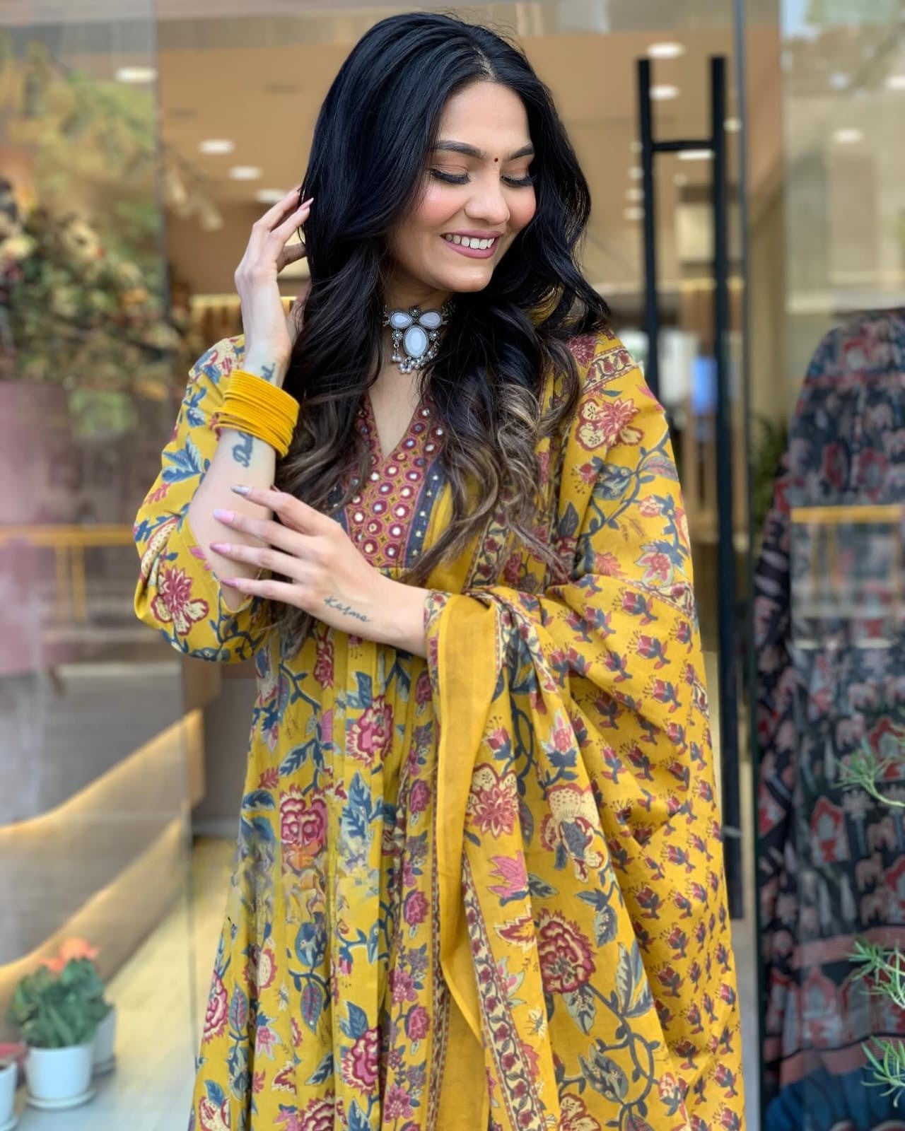 Pure cambric cotton  printed kurta & pant with dupatta