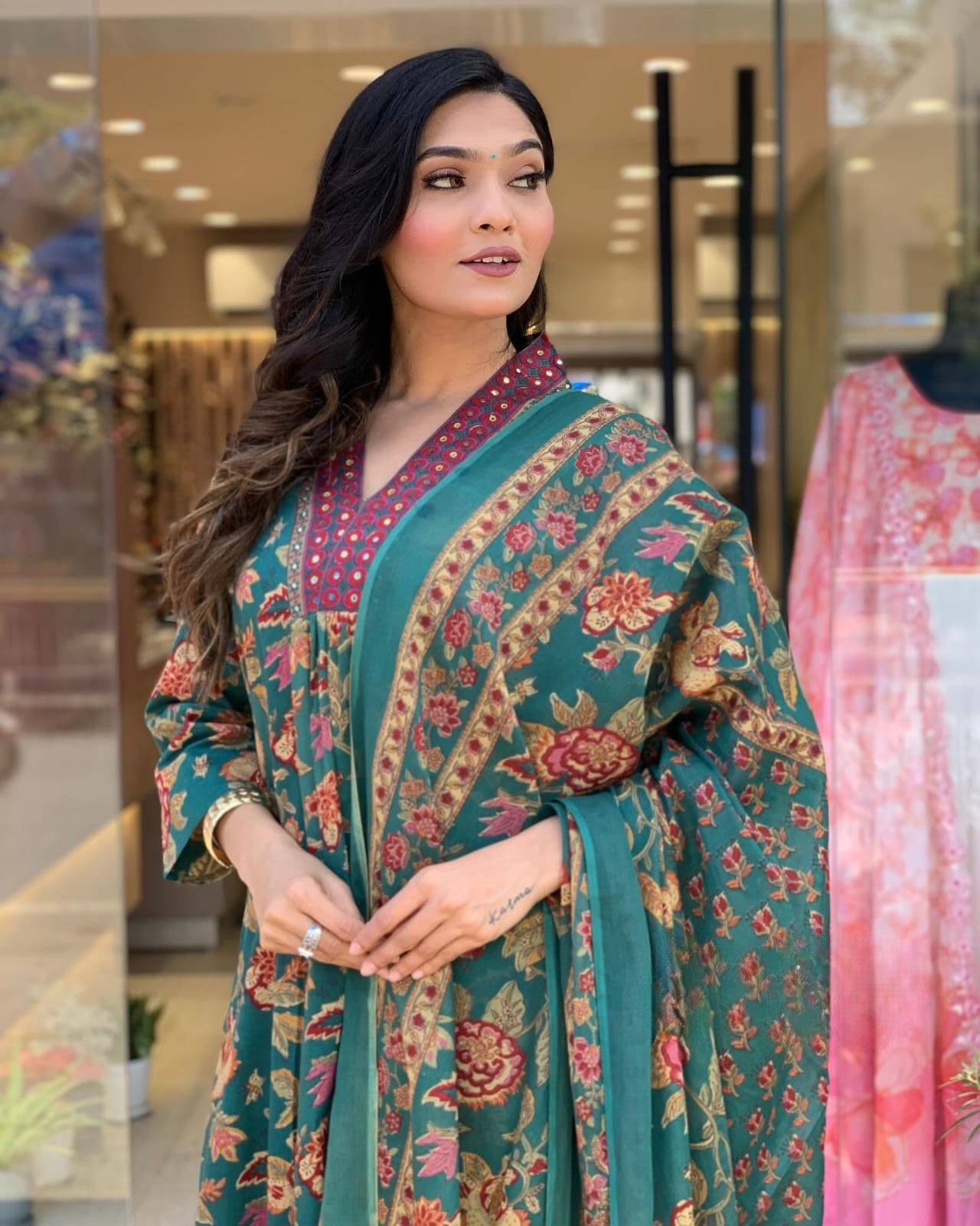 Pure cambric cotton  printed kurta & pant with dupatta