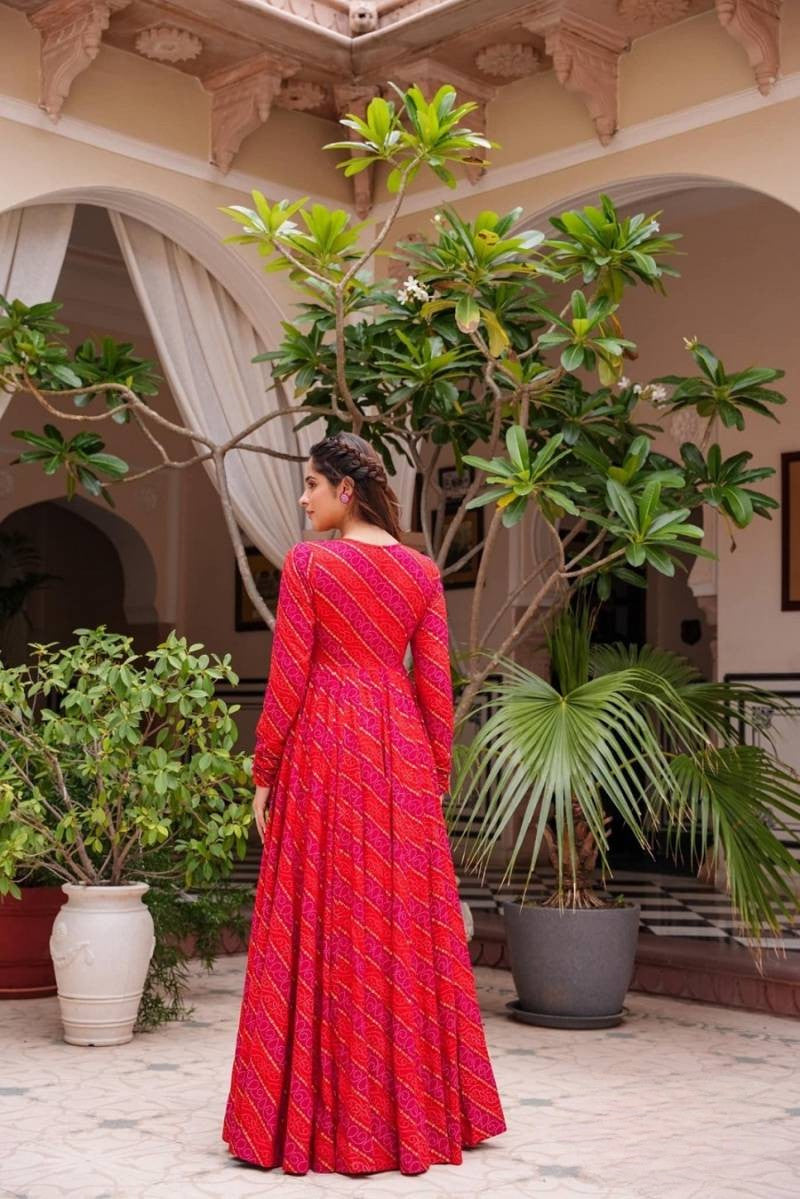 Gorgeous Printed Shrug Style Indo Western Gown