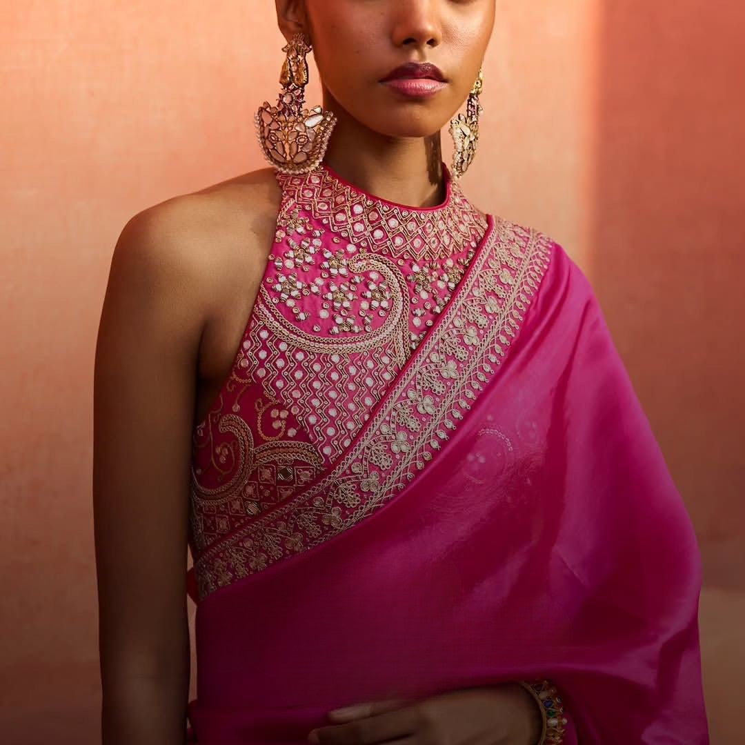 Shimmering Soft Jimi Chu Saree with Sequins Dori & Fancy Latkan
