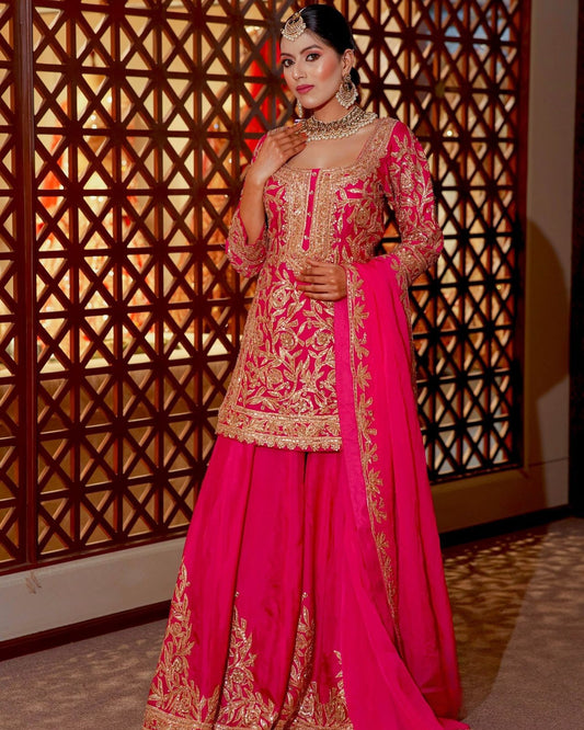 Heavy Embroidered Sequins Lehenga Choli With Four Side Lace Border Dupatta