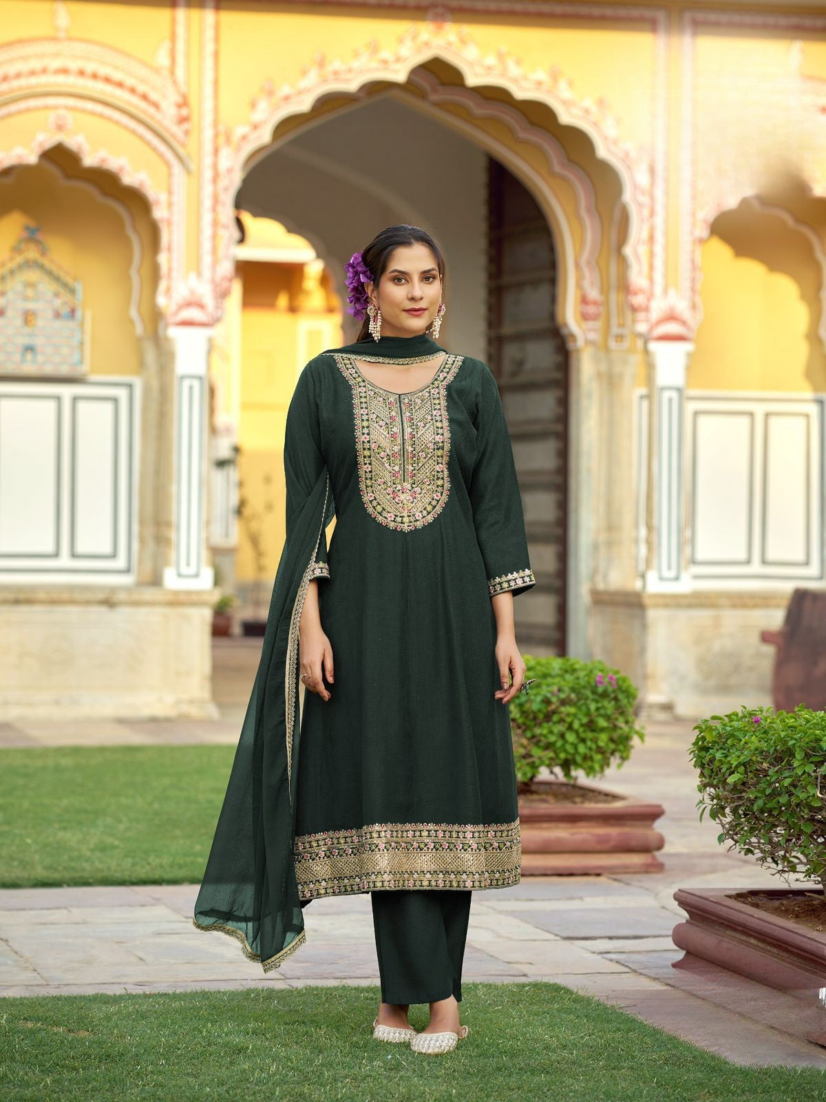 Sequins,Zari Embroidered  Anarkali Suit