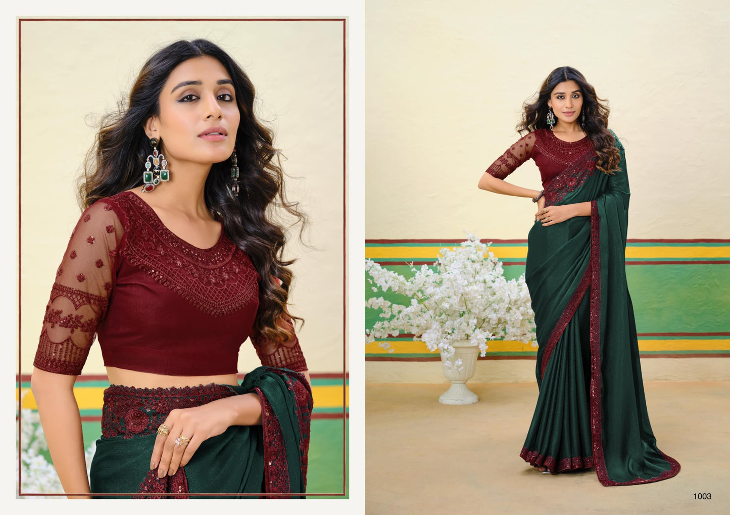 Georgette Zari Shimmer With Embroidered And Sequins Saree